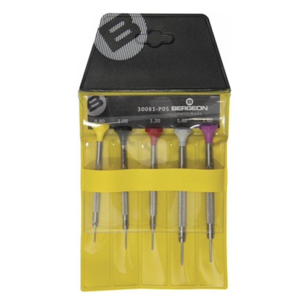 Lot De 6 Tournevis Horloger Bergeon 7778 Avec Socle Et Lames De Rechange - Occasion, Fabriqué En Suisse
