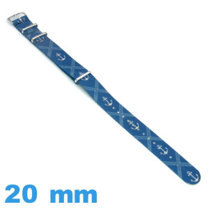 Bracelet NATO 20mm Bleu...