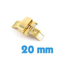 Boucle double déployante dorée 20 mm bracelet cuir plastique silicone