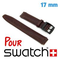 Bracelet montre Swatch cuir 17 mm brun