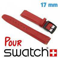 Bracelet montre rouge adaptable pour Swatch 17 mm