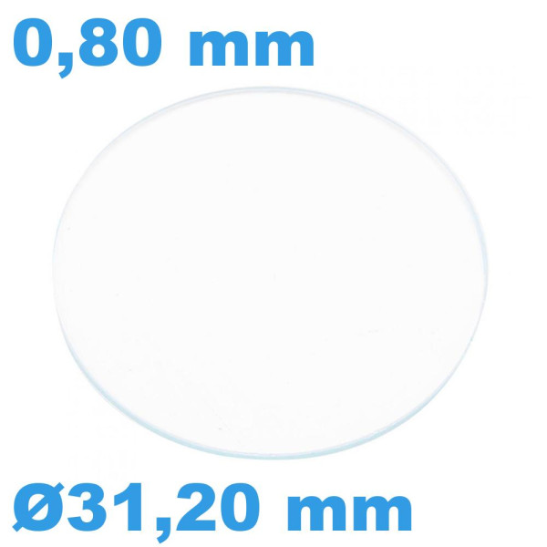 Verre De Montre Rond 31 Mm – ROBUR, Genre Genève Mince, Bague Chromée (Neuf Sans Boîte)