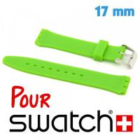 Bracelet silicone vert pour montre Swatch pas cher 17 mm 