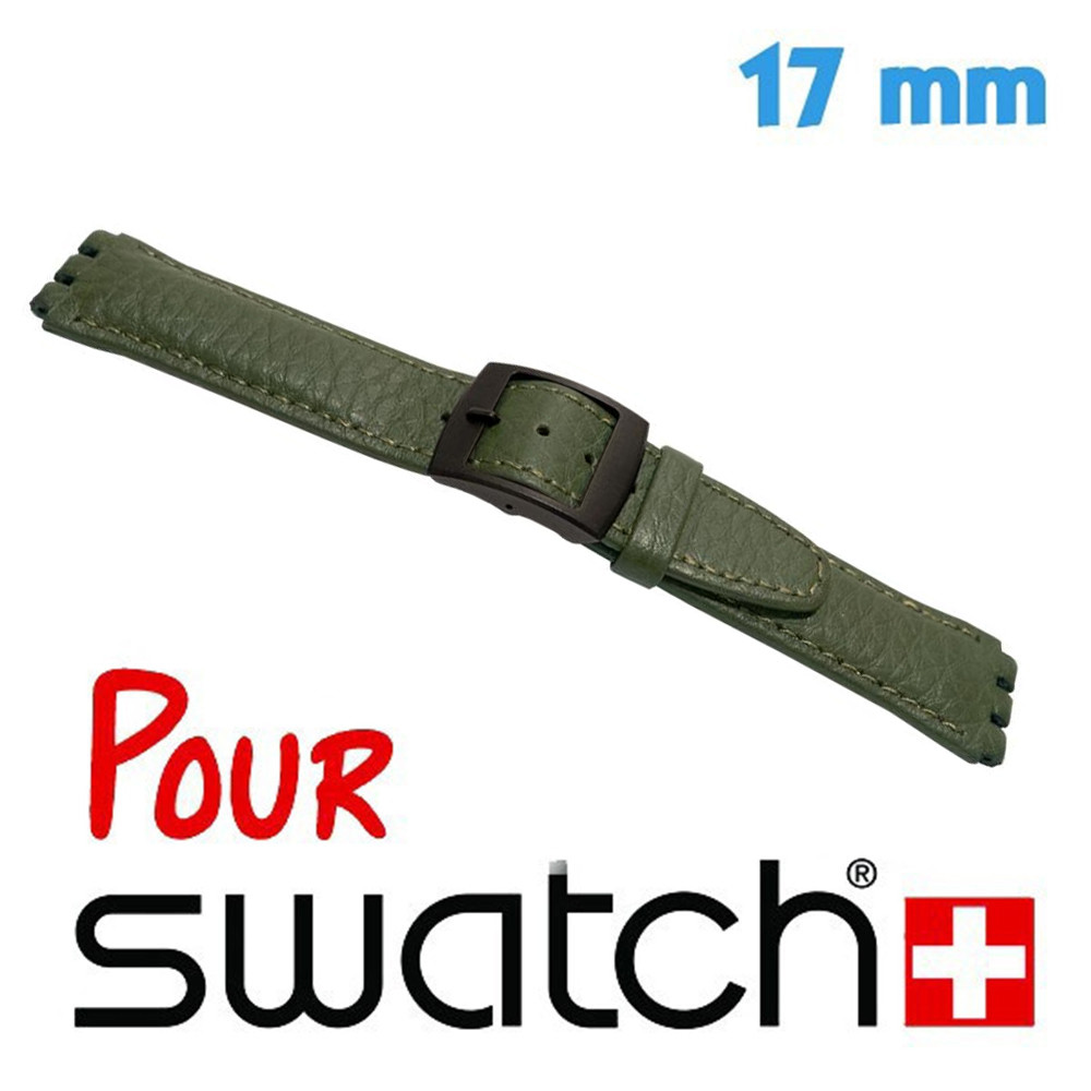 Bracelet Montre Swatch Verte Bracelet Cuir Véritable Vert Montre