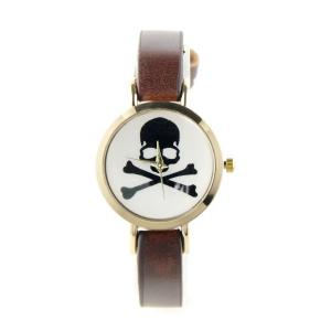 Montre femme pas chère crâne pirate couleur brun