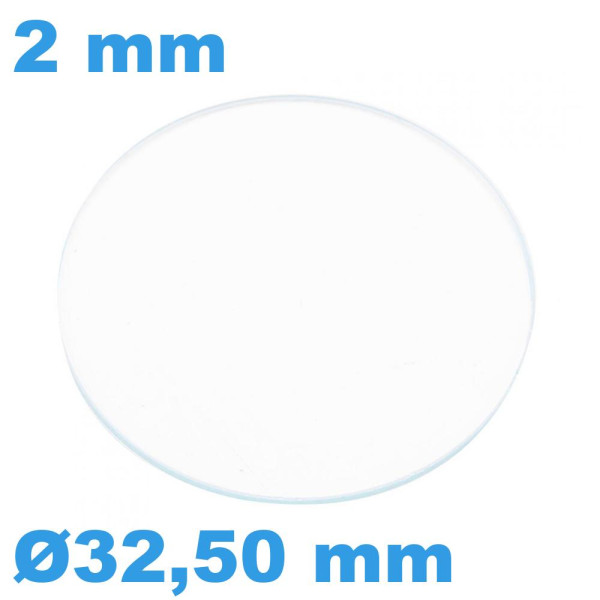 VERRE MONTRE CARRE 30.4 mm DESSUS ET BASE PLATE