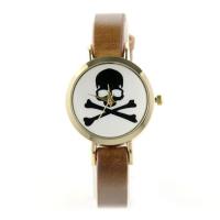 Montre pas chère pirate tête mort cuir camel