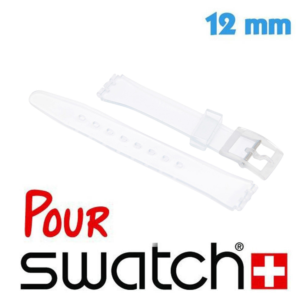 Bracelet Swatch 12 mm Silicone Transparent pour montre