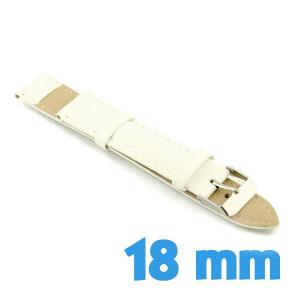 Bracelet cuir véritable blanc type crocodile 18 mm brillant