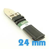 Bracelet montre cuir PU noir qualité 24 mm
