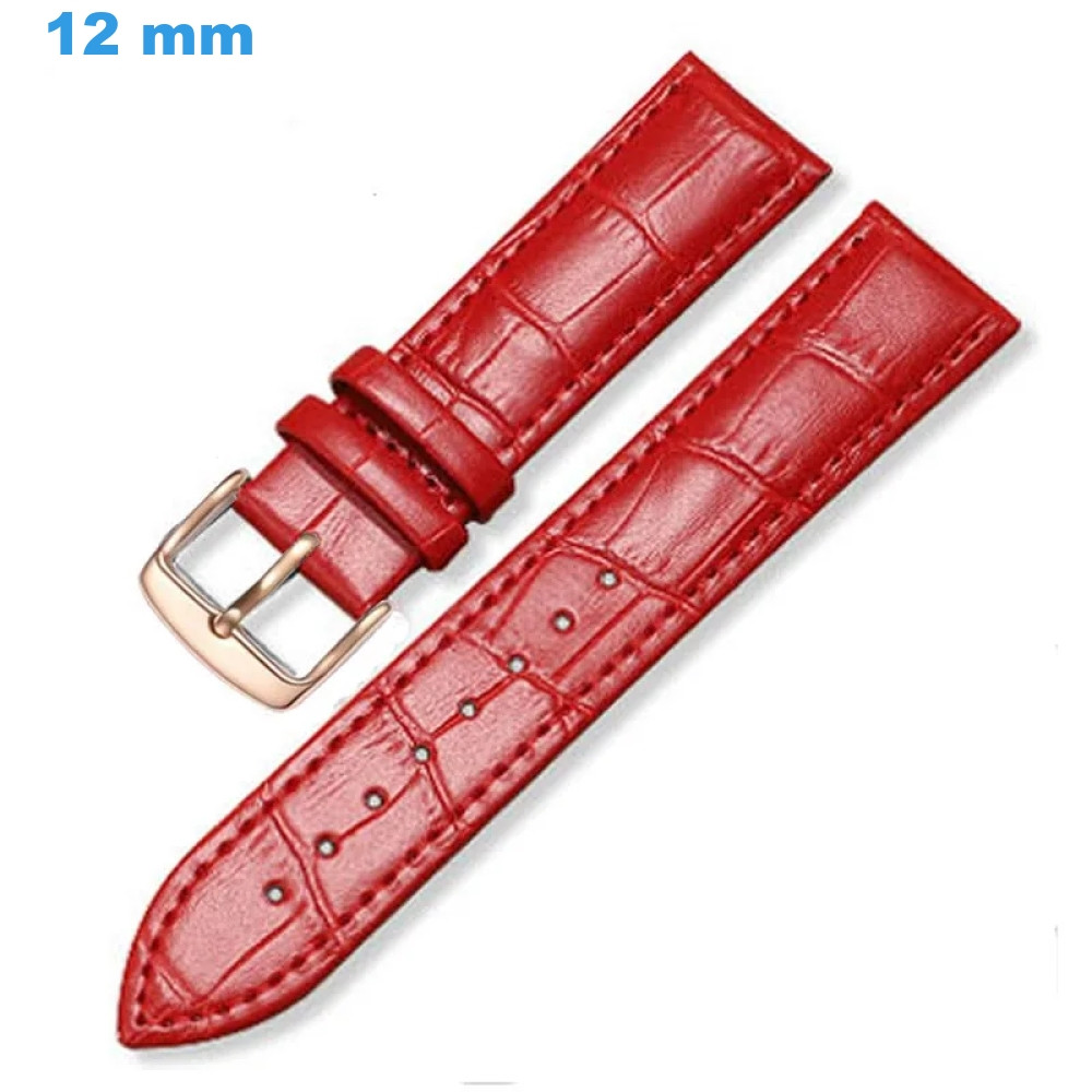 Bracelet De Montre En Cuir Véritable Rouge Grain Requin – Largeur 14mm, Neuf Sans Boîte