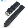 Bracelet Noir 20 mm Cuir véritable pour montre