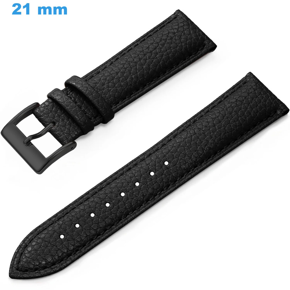 Bracelet boucle Ardillon 21 mm Cuir véritable Noir de montre