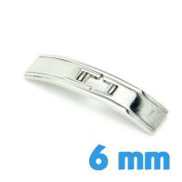 Attache argenté acier double deployant 6 mm pour bracelet métal de marque