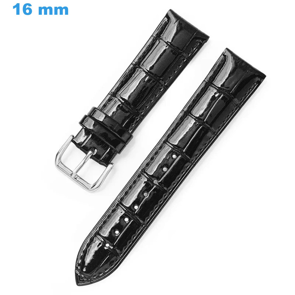 Bracelet Montre Cuir Véritable Noir – Largeur 16 Mm – Fait Main En France