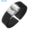 Bracelet Déployant Noir 18 mm Caoutchouc de montre