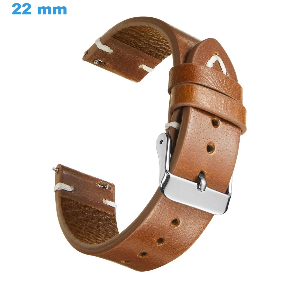 Bracelet De Montre En Cuir Lisse Marron - Toutes Tailles - Compatible Toutes Marques