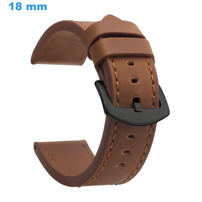 Bracelet Montre Cuir Brun 18mm + 2 Barrettes Et Outil De Pose - Neuf Avec étiquettes