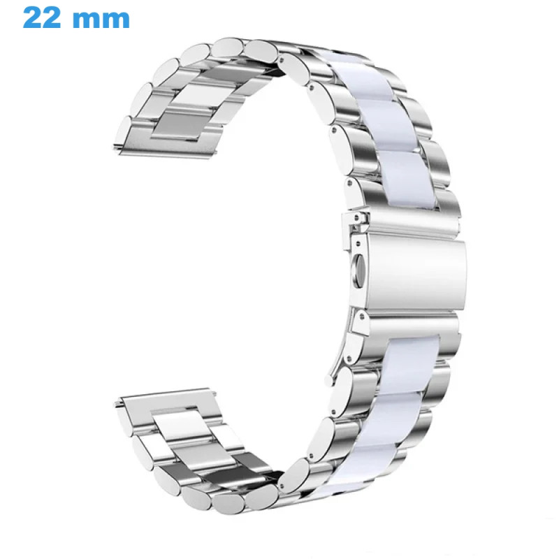 Bracelet De Montre 22 Mm Bicolore Argent Et Or - Acier Inoxydable, Boucle Standard - Neuf Sans étiquettes