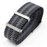 Bracelet boucle Ardillon 20 mm Nylon Gris et Noir pour montre