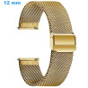 Bracelet fermoir Coulissant 12 mm Acier Inoxydable Doré montre