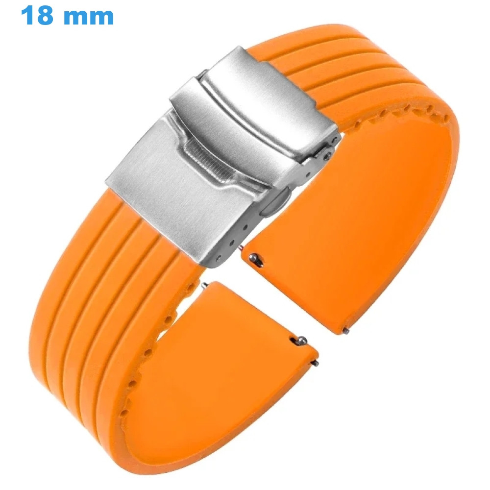 Bracelet De Montre En Cuir Véritable Orange - Largeur 14 Mm, état Neuf Avec étiquettes | Bracelet Interchangeable Couleur Vive