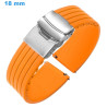 Bracelet montre Orange 18 mm Caoutchouc Déployant