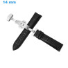 Bracelet 14 mm Cuir véritable Papillon pour montre Noir