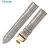 Bracelet boucle Papillon 19 mm Cuir véritable Gris pour montre