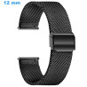 Bracelet Coulissant Noir 12 mm Acier Inoxydable de montre