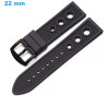 Bracelet 22 mm Silicone fermoir Ardillon pour montre Noir