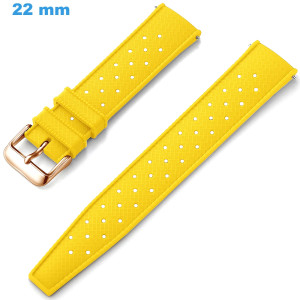 Bracelet de montre 22 mm Caoutchouc boucle Ardillon Jaune Bracelet Silicone | My-Montre