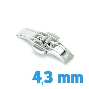 Fermoir 4,3 mm papillon argent acier avec bouton ouverture