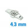 Fermoir 4,3 mm papillon argent acier avec bouton ouverture