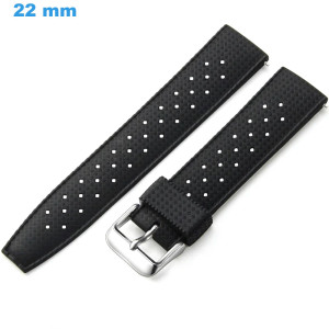 Bracelet de montre 22 mm Caoutchouc Noir Bracelet Silicone | My-Montre