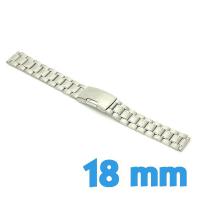 Bracelet montre 1.8 cm acier argenté métal avec bouton d'ouverture