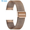 Bracelet 16 mm Acier Inoxydable de montre Doré rose fermoir Coulissant