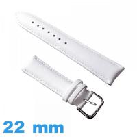 Bracelet blanc en cuir PU 22 mm pour montre