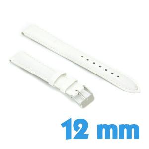 Bracelet 1.2 cm pour montre Blanc Cuir Synthétique 