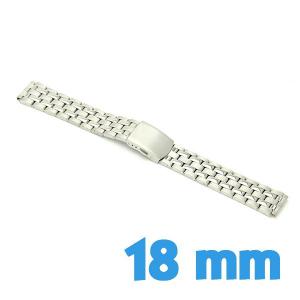 Bracelet 18mm pour montre Argenté Métal  avec bouton