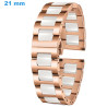 Acheter Bracelet 21 mm Céramique Doré rose et Blanc montre boucle Papillon