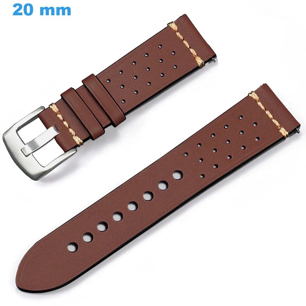 Bracelet De Montre 20 Mm Cuir V ritable Brun Boucle Ardillon bracelet-de-montre-20-mm-cuir-v-ritable-brun-boucle-ardillon