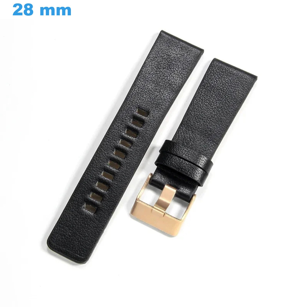 Bracelet montre cuir noir plat pas cher