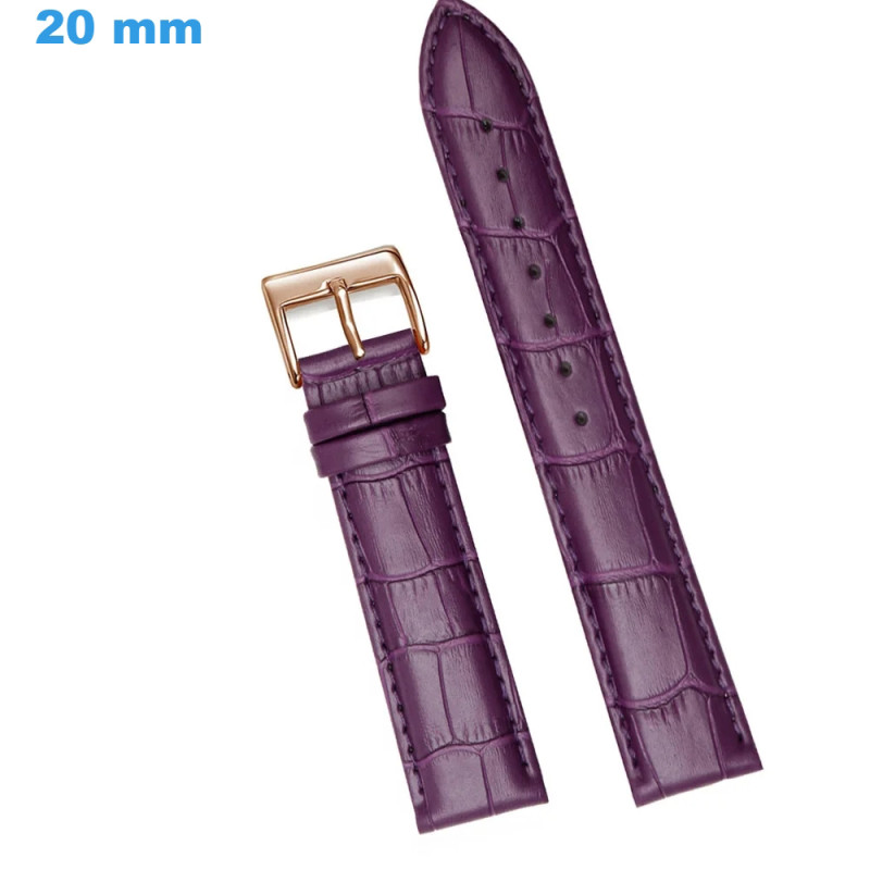 Bracelet De Montre ZRC Cuir Vachette Violet 18 Mm - NEUF Avec étiquettes