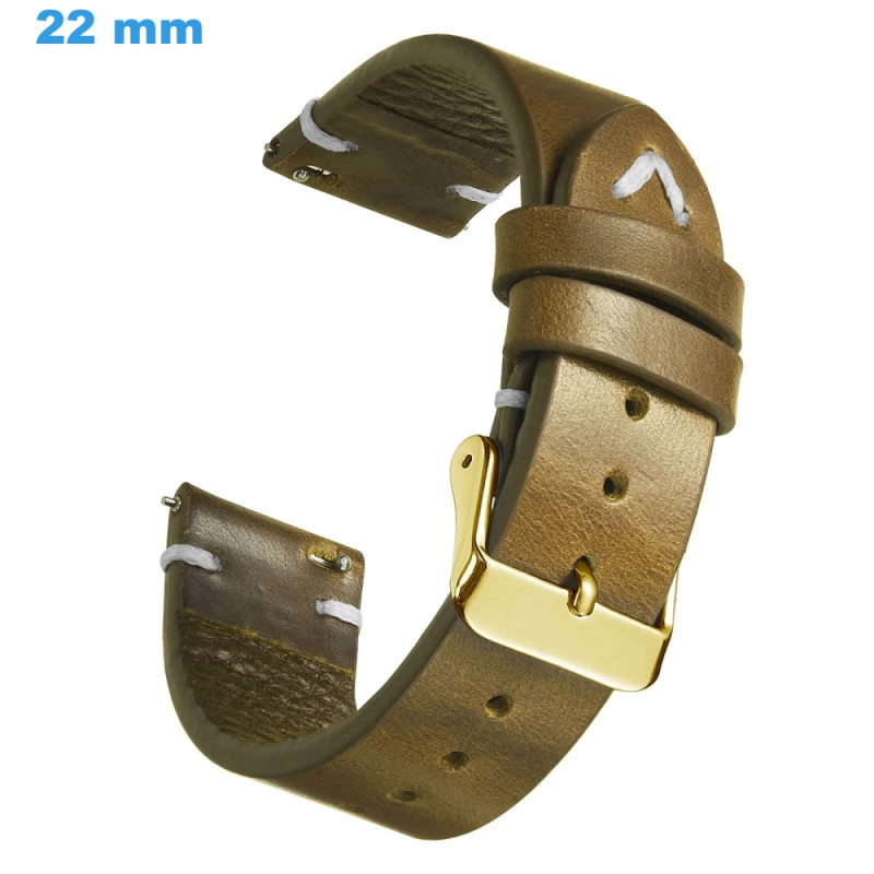 Bracelet De Montre Vintage En Cuir Vert Clair 16mm – Fabriqué En France Années 60
