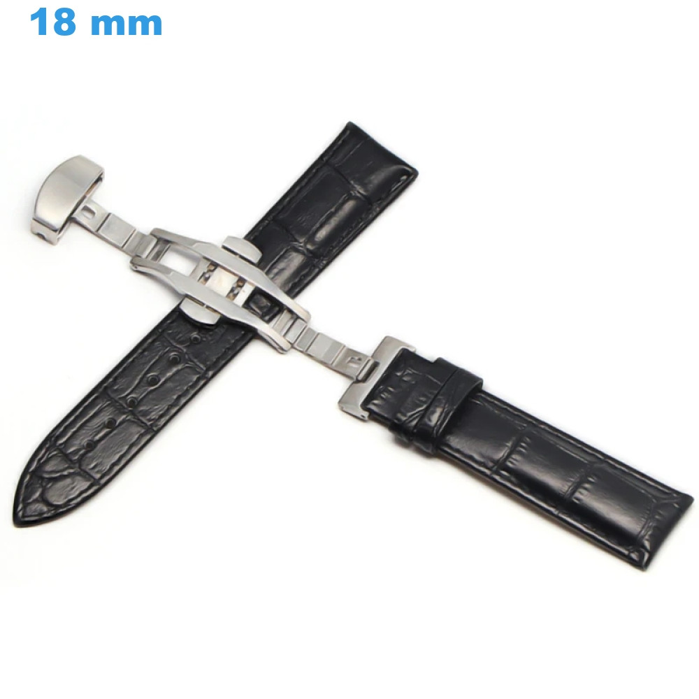 Bracelet Montre Cuir Véritable Bordeaux 18mm - Boucle Argentée - Neuf - Unisexe