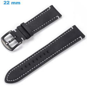 Bracelet montre Noir 22 mm Cuir véritable boucle Ardillon Bracelet Cuir pour montre | My-Montre