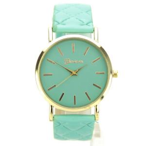 Montre Geneva bracelet Matelassé vert pas chère