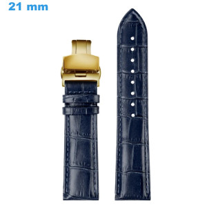 Bracelet Bleu 21 mm Cuir véritable montre boucle Papillon Bracelet Cuir pour montre | My-Montre