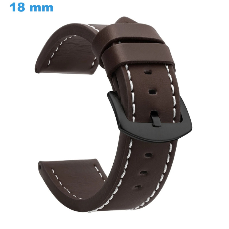 Bracelet De Montre En Cuir Grainé Croco Marron – Boucle Ardillon, Largeur 22/24mm, NEUF